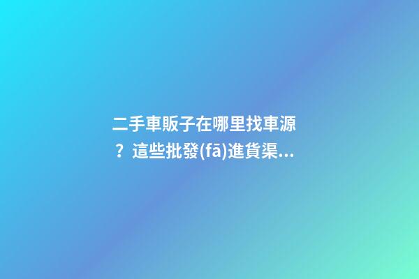 二手車販子在哪里找車源？這些批發(fā)進貨渠道請收好！